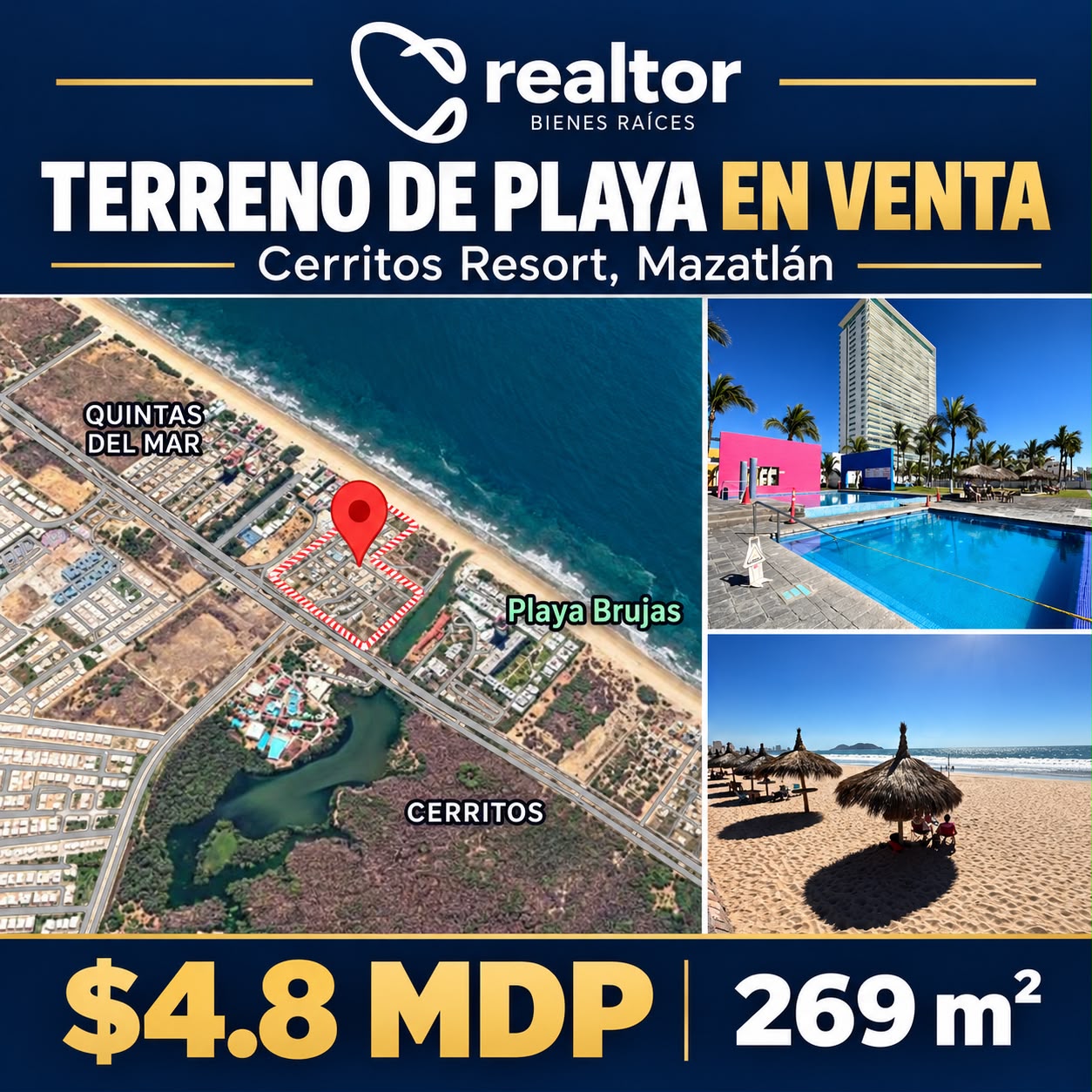 00267, TERRENO EN VENTA EN MAZATLAN, SINALOA (CERRITOS RESORT)